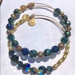 Alex and Ani Irredescent Blue Beaded Bracelet Set